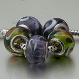 Pugster 5 Clear Green Purple Pandora Beads Bracelets