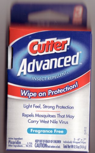 Cutter ADVANCED Insect Wipes,Individually wrapped,Fragrance Free [SIXTY COUNT]