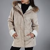 BGSD Women's Hooded Faux Suede Parka Jacket with Raccoon Fur Trim