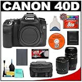 Canon EOS 40D 10.1-Megapixel Digital SLR Camera Body with 2 Zoom Lenses + 8GB CF Memory Card + Spare BP-511 Battery + Case + Bonus Accessory Kit