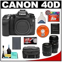 Canon EOS 40D 10.1-Megapixel Digital SLR Camera Body with 2 Zoom Lenses + 8GB CF Memory Card + Spare BP-511 Battery + Case + Bonus Accessory Kit