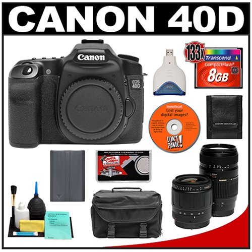 Canon EOS 40D 10.1-Megapixel Digital SLR Camera Body with 2 Zoom Lenses + 8GB CF Memory Card + Spare BP-511 Battery + Case + Bonus Accessory Kit