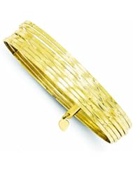Genuine 14K Yellow Gold 10.5mm Diamond-Cut Semanario Slip-On Bangle Bracelet 18 Grams Of Gold 100% Satisfaction Guaranteed.