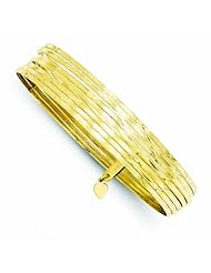 14K Gold 10.5mm Diamond-cut Semanario Slip-on Bangle Bracelet