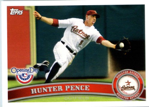 2011 Topps Opening Day Baseball Card #22 Hunter Pence - Houston Astros - MLB Trading Card  In A Protective Screwdown Display Case!