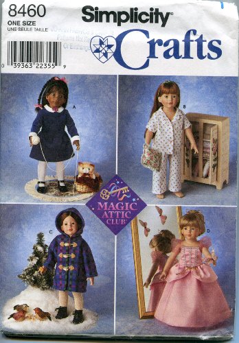 Simplicity 8460 - Doll Clothes for 18-inch Magic Attic Club Dolls - Patterns for 4 Outfits