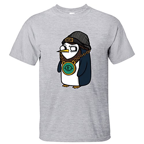 PTTH Men's Gangsta Gunter Penguin Short Sleeve Soft T-Shirt grey XL