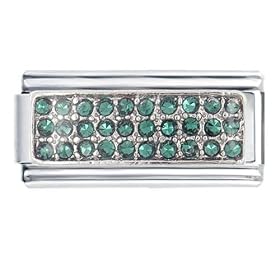 Silver May Emerald Color Birthstone Studded Italian Charms by 