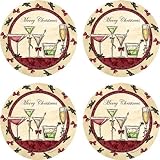 Set of Four Merry Christmas Cocktails Occasion Coasters - Style VLA8