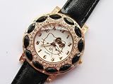 Luxury Rhinestone Hello Kitty Wrist Watch with Faux Leather Band – Black