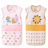 子ども用 エプロン 防水 食事用 お絵かき用 幼稚園 保育園 2点セットイエロー ピンク