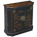 Handmade Oriental Furniture - 30" Antique Style Black Leather Storage Cabinet - Traditional Heirloom