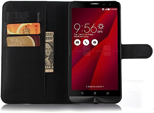 ZenFone ZE601KL Case, Zeeeda® Pu Leather Wallet Flip Stand Case Cover for Asus ZenFone 2 Laser ZE601KL (Black)