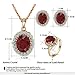 [Retro Series] Yoursfs 18k Rose Gold Plated Red Gemstone Oval Ruby Earrings and Ring and Necklace Set