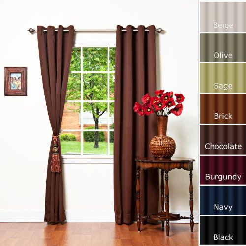 Solid Grommet Top Thermal Insulated Blackout Curtain 84 Length 1 Pair-CHOCOLATE - GT