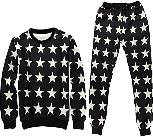 Inbdue New Emoji 3d Stars Harem Print Sweatshirts Joggers Pants