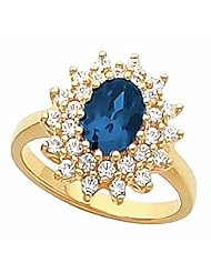 18K Yellow Gold Sapphire and Diamond Ring -- LIFETIME WARRANTY