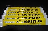 Set of 6 Yellow Jumbo 6 Inch 12 Hour Safety Glow Light Sticks