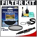 Hoya DMC Pro1 Digital 72mm Circular PL Polarizer Lens Filter + Accessory Kit for Canon, Nikon, Sony, Olympus & Pentax Lenses