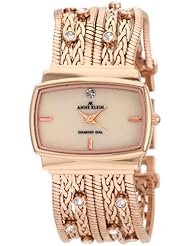 Anne Klein Womens 109270CMRG Diamond Accented Rosegold-Tone Multi Chain Bracelet Watch