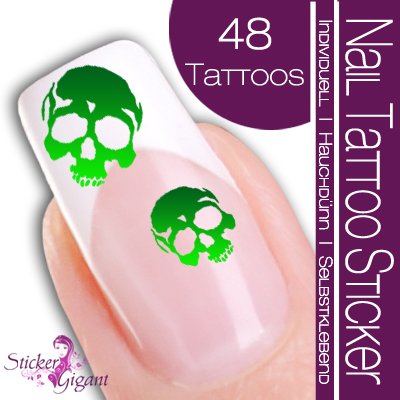 Nail Tattoo Sticker Totenkopf / Sch&auml;del - gr&uuml;n / hellgr&uuml;n Preisvergleich