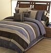 Plum Jacaranda Striped Micro Suede Luxury Bed in a Bag Comforter 6 piece Bedding Set - Queen Size
