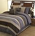 Plum Jacaranda Striped Micro Suede Luxury Bed in a Bag Comforter 6 piece Bedding Set - Queen Size