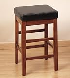 Armen Living Sonata 26" High Brown Leather Backless Counter Stool Armen Living Sonata 26" High Brown Leather Backless Counter Stool