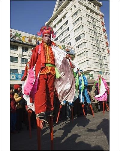 Photographic Print of Stilt walkers, Chinese New Year, Spring Festival, Beijing, China, Asia