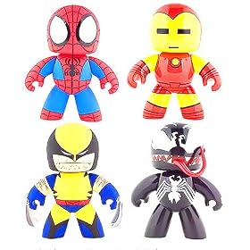 Marvel Mighty Muggs Series 1 Set of 4 Figures (Spider-Man, Venom, Wolverine and Iron Man)