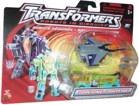 Transformers Robots In Disguise 2001 Action Figures - Autobot Towline and Decepticon Skyfire