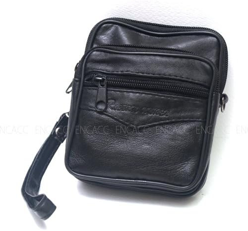 New Mens Black Leather Pocket Belt Loops Waist Bag Wallet Purse Handbag-1126