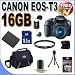 Canon EOS Rebel T3 12.2 MP CMOS Digital SLR with 18-55mm IS II Lens and EOS HD Movie Mode (Black)+16GB+Extra Battery+UV Filter+Case+Accessory Kit