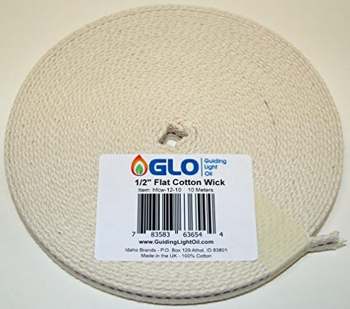 Guiding Light Oil 1/2" Inch Flat Cotton Oil Lantern or Oil Lamp Wick with Purple Stitch. 32 Foot Roll - 10 Meters