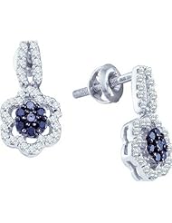 10K White Gold 0.35CT Black Diamond Flower Earrings