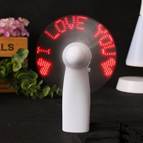 Winsa Mini Fan, Led Light Word, Customizable with the Words You Want (Red "I LOVE YOU")
