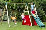 from Plum Products Plum Chacma Wooden Garden Swing Set with Double Swing, Slide and Play Den