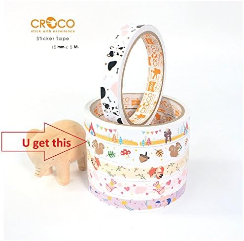 Chic CROCO Glossy Printed Sticker Roll, Cute Squirrel mushroom