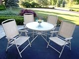 Oakland Living 5 Piece Dining Set Sling and Tubular Aluminum Beige