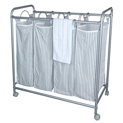 StorageManiac Heavyduty Quad Laundry Hamper with Casters Rolling
