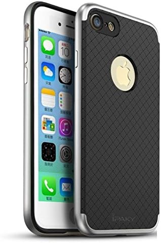 iPhone 7/7Plus Case, Xiaoou Cover With Stylish PC Frame+Silicon Back Cover Shockproof/Dust-proof/Ultra thin/Anti-Skidding/Dirt Resistant+A random phone ring buckle (iPhone7 Plus-Silver)
