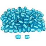 51%2BKrtuJfkL. SL160  Light Blue Barrel Glass Foil Lampwork Beads Approx 100
