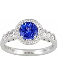 14K White Gold Tanzanite and Diamond Ring -- LIFETIME WARRANTY