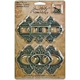 Metal Ornate Plates with Fasteners by Tim Holtz Idea-ology, 6 per Pack, 2-1/2 and 2-5/8 Inches Tall, Antique Finishes, TH92787