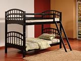 Black Finish Wood Arched Design Twin Size Convertible Bunk Bed