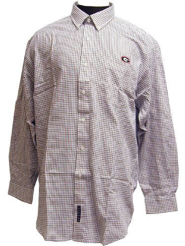Georgia Bulldogs White Plaid Button Down Woven Shirt (X-Large)