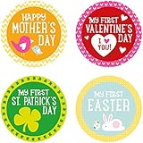Pearhead Baby Holiday Belly Stickers with 14 Holidays Included, Multi