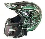 Adult Motocross Helmet & Goggles ATV Dirt Bike Motorcycle Green