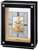 Seiko Dark Ebony Skeleton Mantel Clock - Sub Second Dial - Silver Face