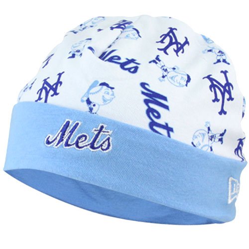 New York Mets Newborn White-Blue Reversible Knit Beanie